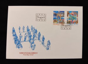 D)1990, NORWAY, FIRST DAY COVER, ISSUE, 50TH ANNIVERSARY OF THE NAZI