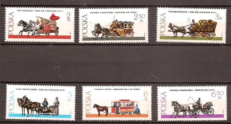 Poland - 1980 - Mi. 2721-26 (Horses) - MNH - P050