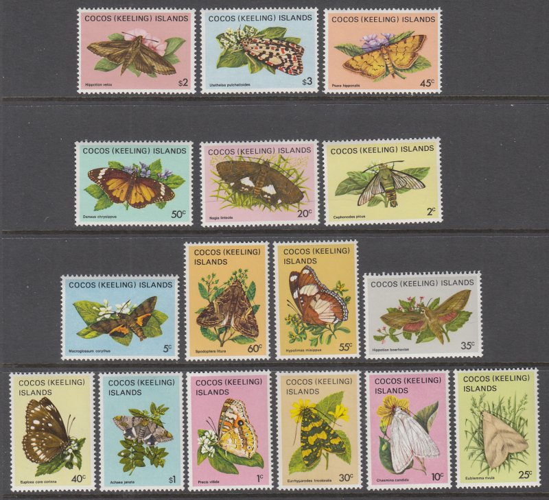 Cocos Keeling Islands 87-102 Butterflies MNH VF