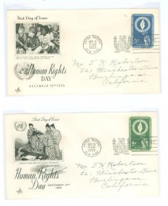 United Nations--New York 39-40 2 addressed covers with cachets