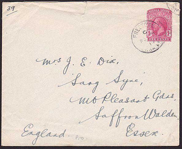 SIERRA LEONE 1919 GV 1d envelope - MILITARY use to UK ex Freetown...........7613