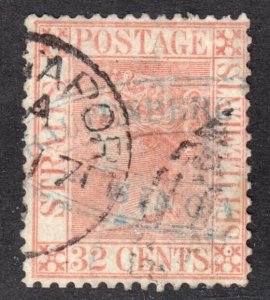 Malaya Straits Settlements Scott 17  wtmk CC F to VF used.  FREE...