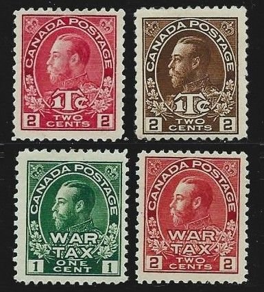 Great Britain #MR1 thru MR4 - War Tax Stamps OG