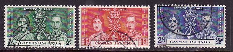 Cayman Is.-Sc#97-9- id9-used KGVI set-Omnibus Coronation-1937-