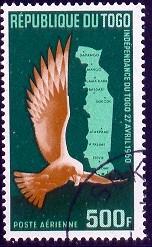 Bird, Eagle & Map of Togo, Togo stamp SC#C33 used