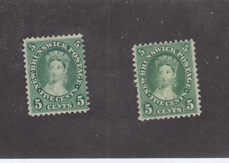 NEW BRUNSWICK # 8,8a F-VF-MNG 5cts 1860 2 VICTORIA /YEL+BLUE GREEN/CENTS CV $ 48