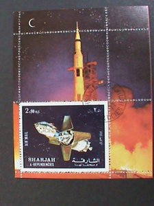 SHARJAH AIRMAIL APOLLO 16- SPACE PROGRAMS CTO S/S SHEET VERY FINE