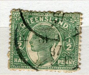 QUEENSLAND; 1890s early classic QV issue fine used Shade of 1/2d. value