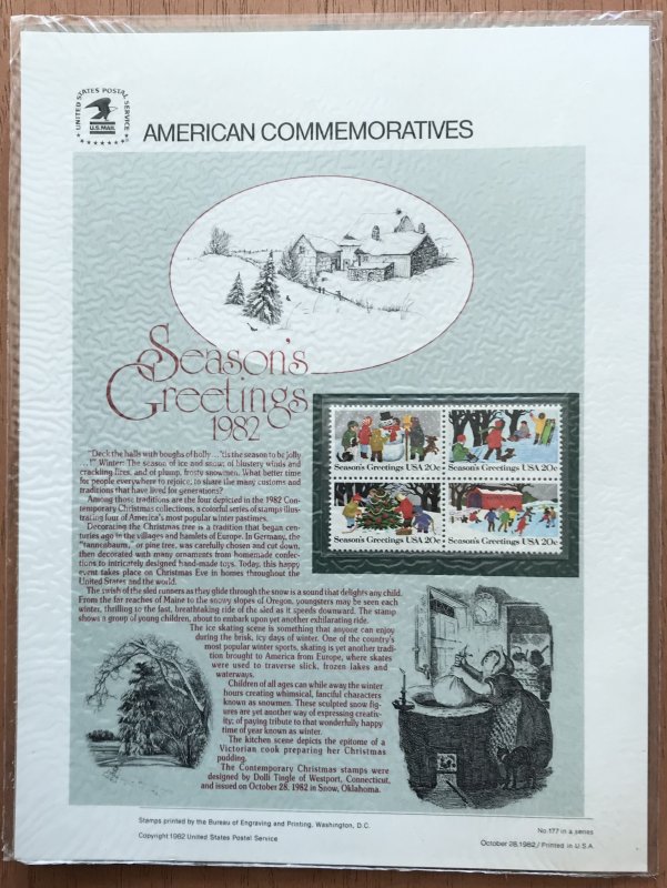 US CP178 Commemorative Panel Block of 4 #2030a Christmas SCV $14.00 L34