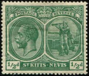 St. Kitts-Nevis SC# 24 King George V 1/2d MH  wmk 3 very light crease?