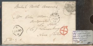 ?1858 UK to N.S. TransAtlantic 7 1/2cy h/s rare Canada PB