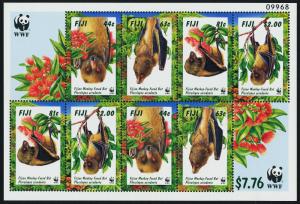 Fiji 800a MNH Monkey-faced Bat, Flowers, WWF