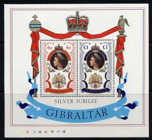 Gibraltar #339a mint souvenir sheet, Silver Jubilee