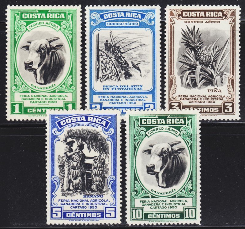 Costa Rica Scott C197-201 F to VF mint OG H.