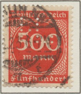 Germany Deutsches Reich Weimar Hyper inflation 500Mk Perfin stamp Mi272 1923