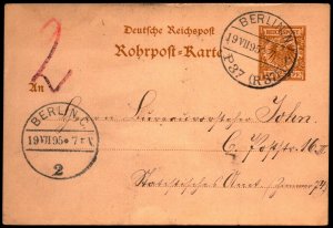 Berlin 1895 Pneumatic Cancel Card P37 - L36226