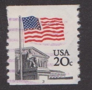 US #1895 Supreme Court Flag Used PNC Single plate #3 purple cancel