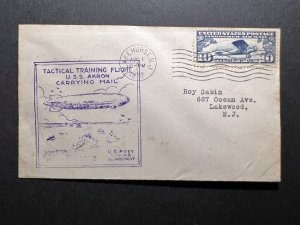 1932 USA Zeppelin Cover USS Akron Lakehurst NJ to Lakewood NJ Training Flight