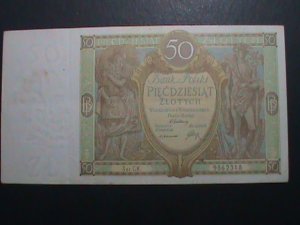 POLAND-1929-BANK POLSKI-ANTIQUE OVER 94 YEARS  UNC LARGE SIZE-BANK NOTE VF