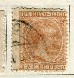 PUERTO RICO; 1894 early classic Bay King Alfonso used 1c. value
