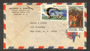 PANAMA 471A & C340 STAMPS MARKS & CLERK NY AIRMAIL COVER (c.1966)