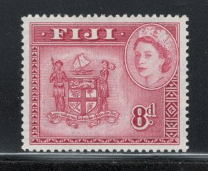 Fiji 1954 Queen Elizabeth II & Arms of Fiji 8p Scott # 155 MH