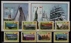 Bhutan 574-83 MNH Liberty statue/Ships SCV21