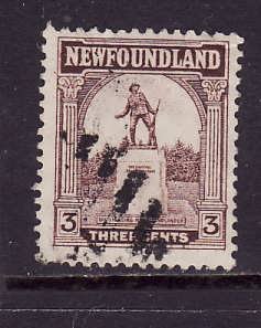 Newfoundland-Sc#133-used 3c brown War Memorial -1923-id#10-