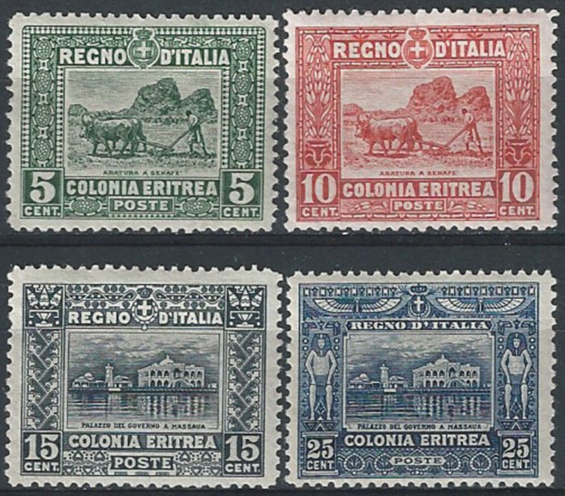 1910-14 Eritrea soggetti africani bc. MNH Sassone n. 34/37