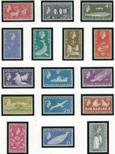 South Georgia 1-16 MNH 1963-89 Definitive Set (fe4090)