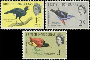 British Honduras 1962 Sc 167-169 Birds Curassow Honeycreeper Jacana CV $6.60