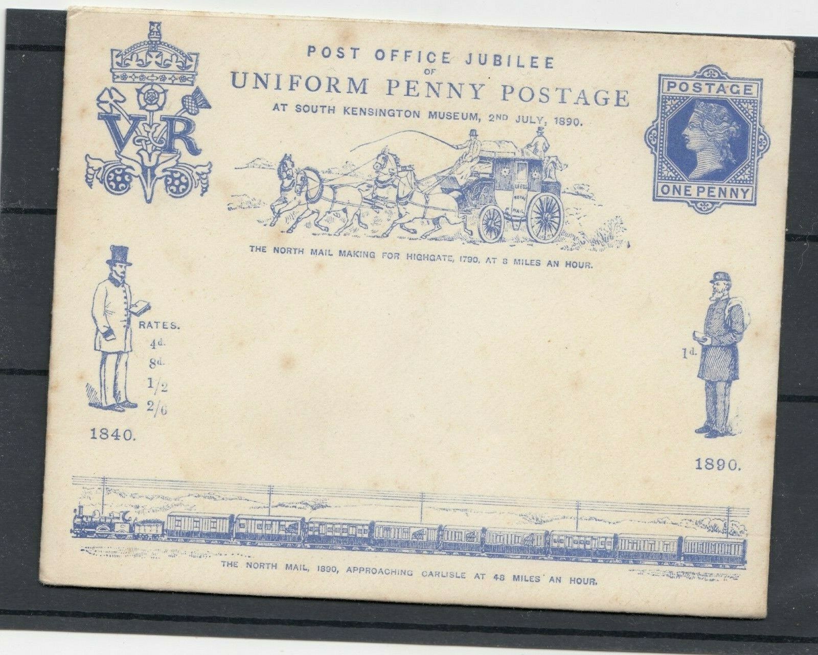 GB QV 1890 Jubilee Uniform Penny Postage Envelope/Card Unused JK2144