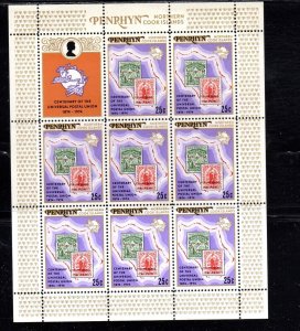 PENRHYN ISLAND #64-65 1974 U.P.U CENTENARY MINT VF NH O.G SHEET 8 + L