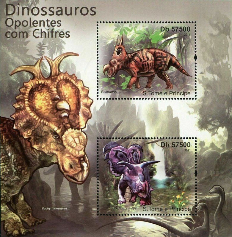 Spectacular Horned Dinosaurs Stamp Einiosaurus Medusaceratops S/S MNH #4834-4835