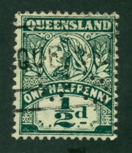 Australia Queensland official 1897 #124 U Perfin OS B...