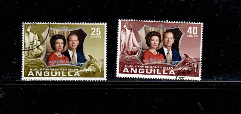 ANGUILLA #161-162  1972  SILVER WEDDING ISSUE  F-VF  USED