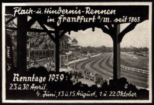 1939 Germany Poster Stamp Flat And Obstacle Horse Races In Frankfurt