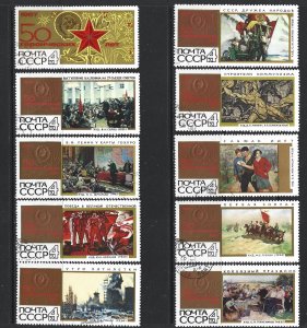 RUSSIA - 1967 ANNIVERSARY OF THE REVOLUTION - SCOTT 3387 TO 3396 - USED