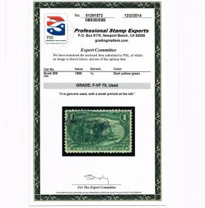 EXCELLENT GENUINE SCOTT #285 USED 1898 TRANS-MISS PSE CERT GRADED F-VF 75 #16694