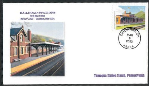 5761-FDC-63cRailroadStations-Tamaqua Station, PA-WallyJrCachet-23-M-102-Bullseye