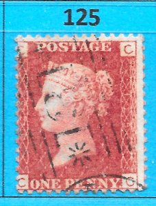 GB QV 1868 SG43 / 44, 1d Penny Red, Good Used, Plate 125 (CC)