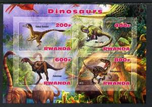 Rwanda 2013 Dinosaurs #1 imperf sheetlet containing 4 val...