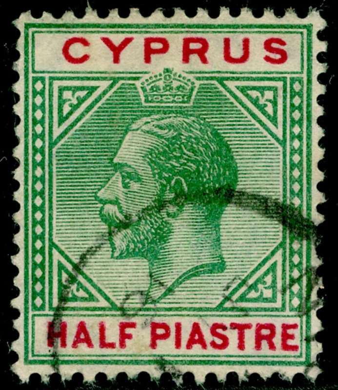 CYPRUS SG75b, ½pi green & carmine, FINE USED.