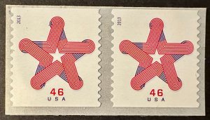 US # 4749 Patriotic Star coil pair 46c 2013 Mint NH