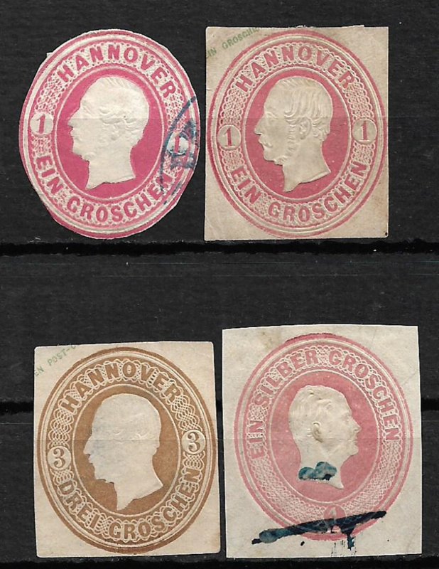 COLLECTION LOT OF 4 GERMAN STATES HANNOVER CUT SQUARE