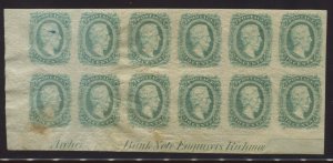 Confederate States 11c Plate Block of 12 Stamps (CSA Handbook 11-AD-if) LV6440