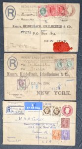 11 British registered stamped envelopes various uses 1890s-1950s [Y.91]