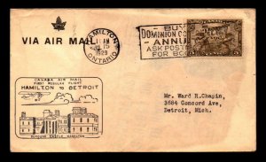 Canada 1929 FFC Hamilton to Detroit - L8001