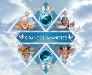 TOGO 2013 SHEET HUMANISTS GANDHI MANDELA MOTHER TERESA POPE BENEDICT tg13407a