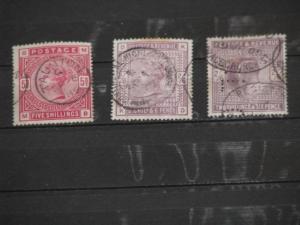 Great Britain, Scott#`s 96, 108, 139, all used very nice, Cat. Value $465